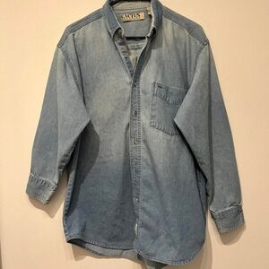 Cactus clothing blue denim button-up shirt‎